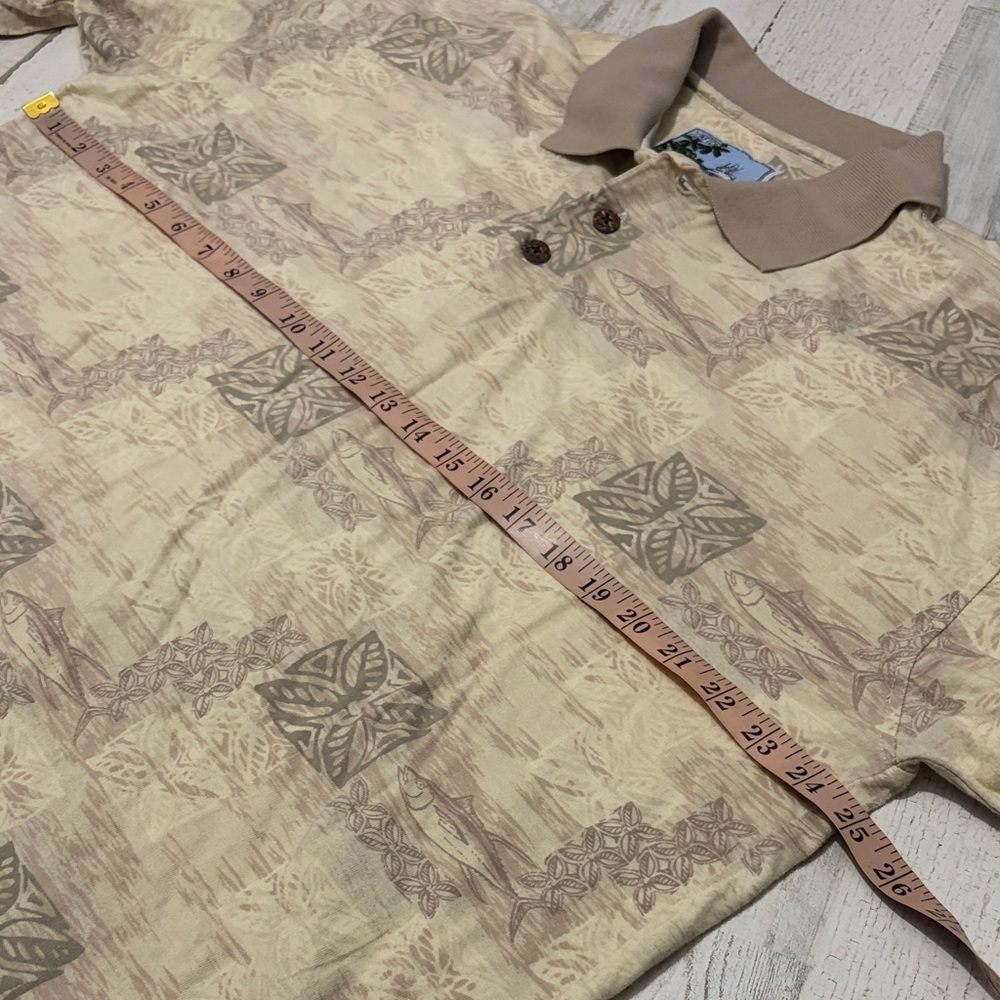 AFTCO Beige Patterned Men's Polo Shirt - Picture 9 of 11